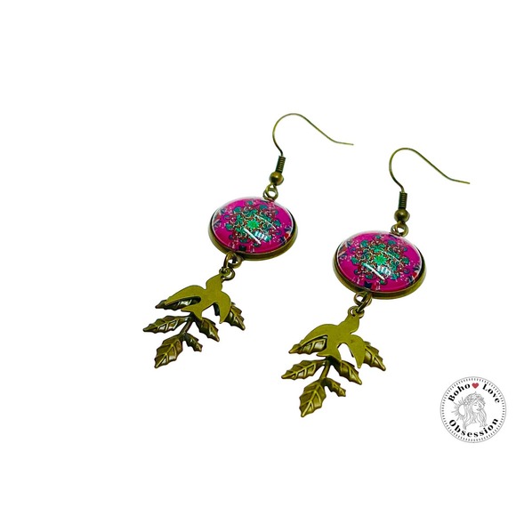 Pink Peace Dove Dangles - Picture 3 of 9